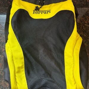 Ferrari Fila Book bag Neon Yellow Black Tie Strap Rare